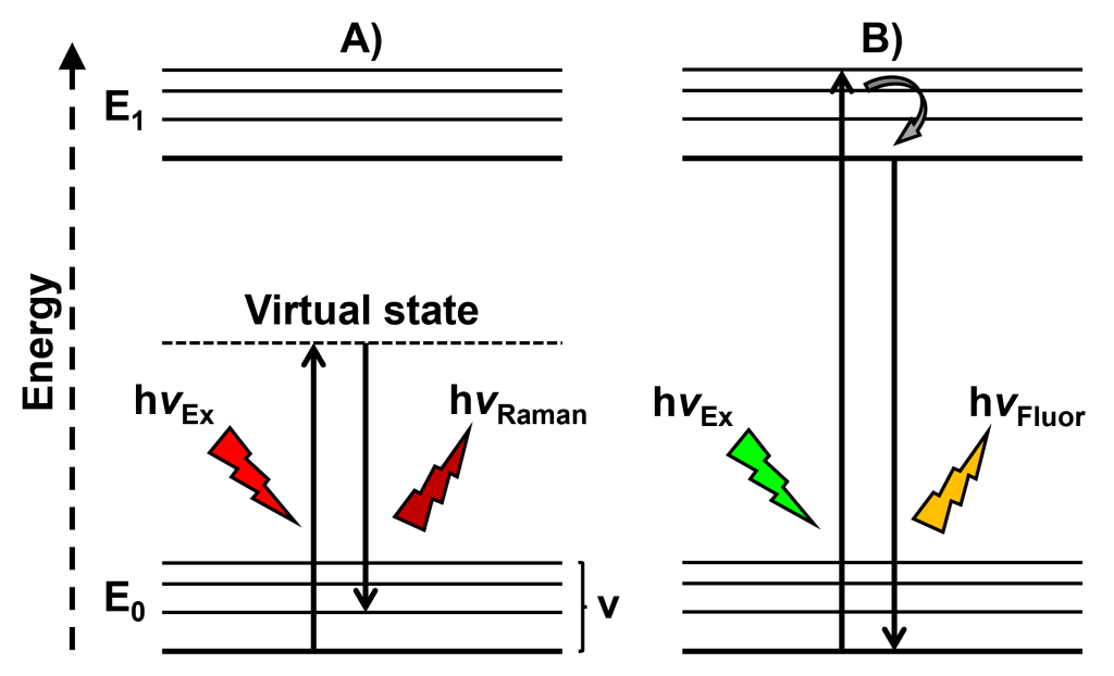 Jablonski diagram Raman fluorescence