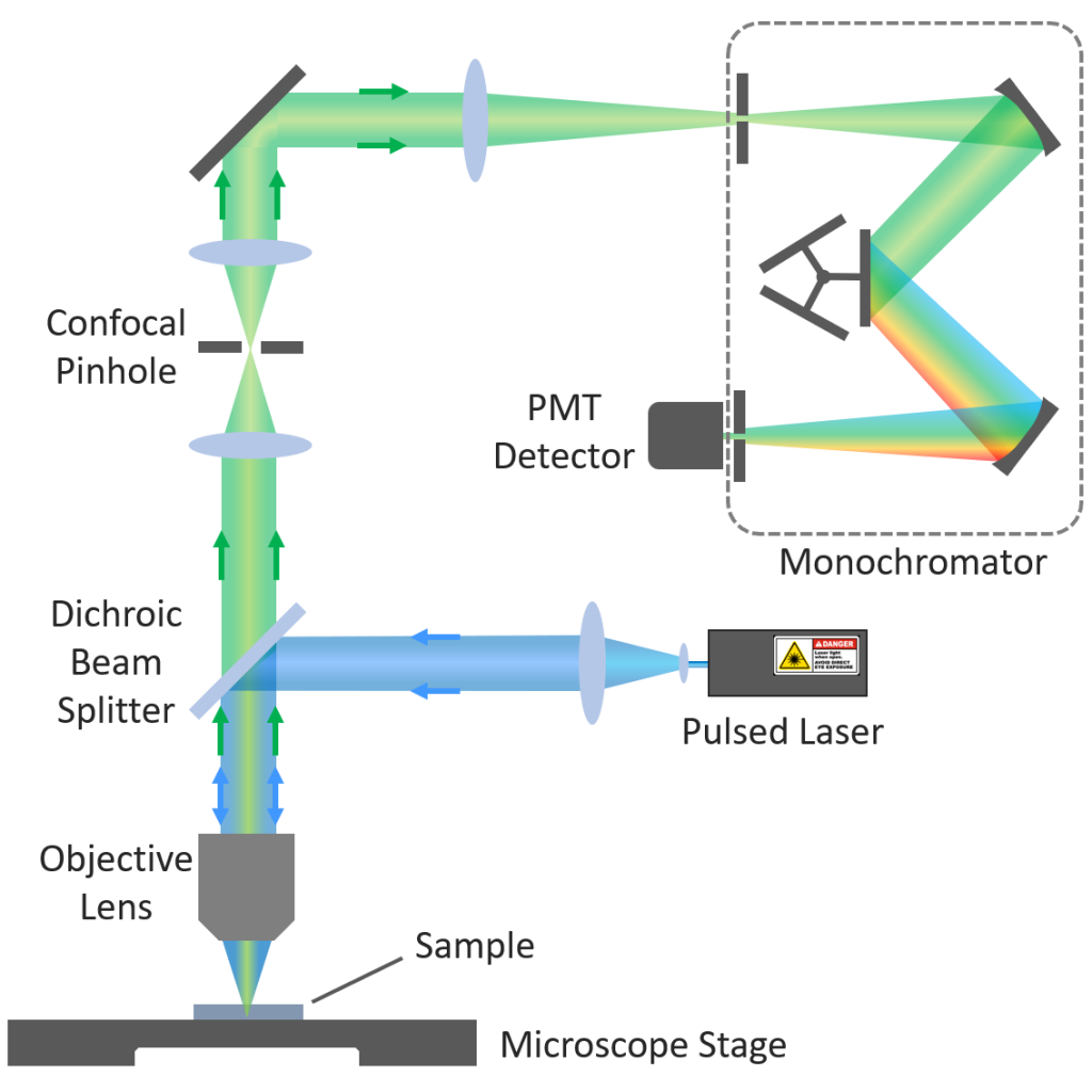 FLIM confocal microscope schematic