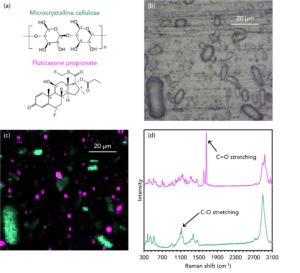 Nasal spray microparticle Raman mapping and spectra